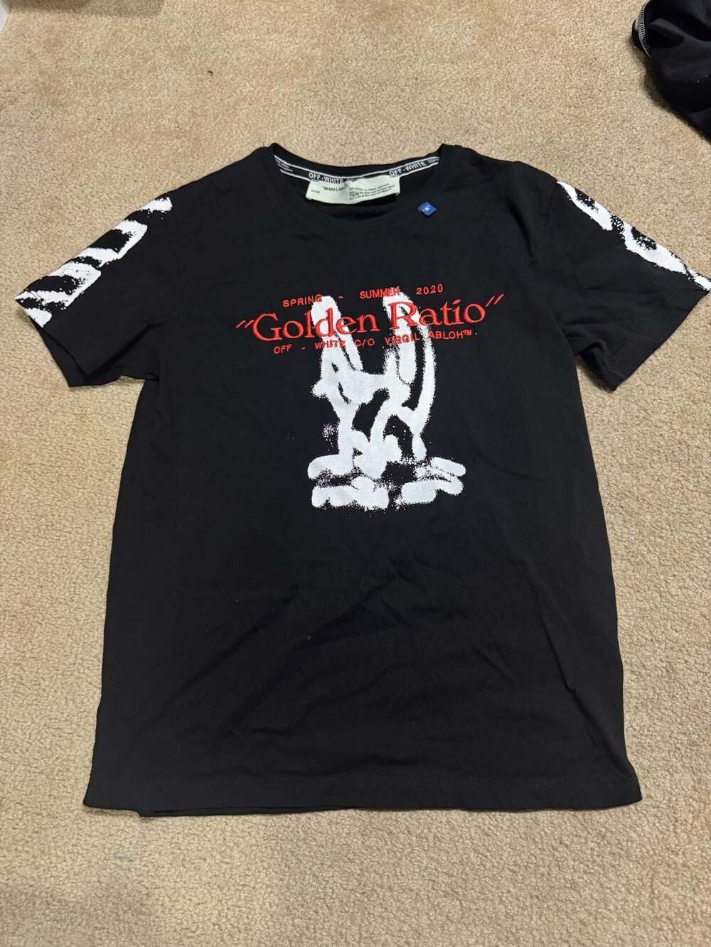 Off-White Slim Fit Cartoon Golden Ratio T-Shirt Black (SS20)